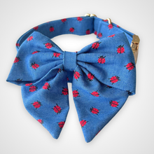 Load image into Gallery viewer, Ladybug Denim Sailors Bow