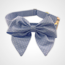 Load image into Gallery viewer, Denim Dot Sailors Bow
