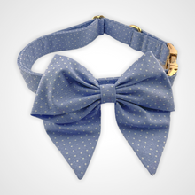 Load image into Gallery viewer, Denim Dot Sailors Bow
