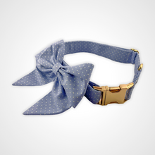 Load image into Gallery viewer, Denim Dot Sailors Bow
